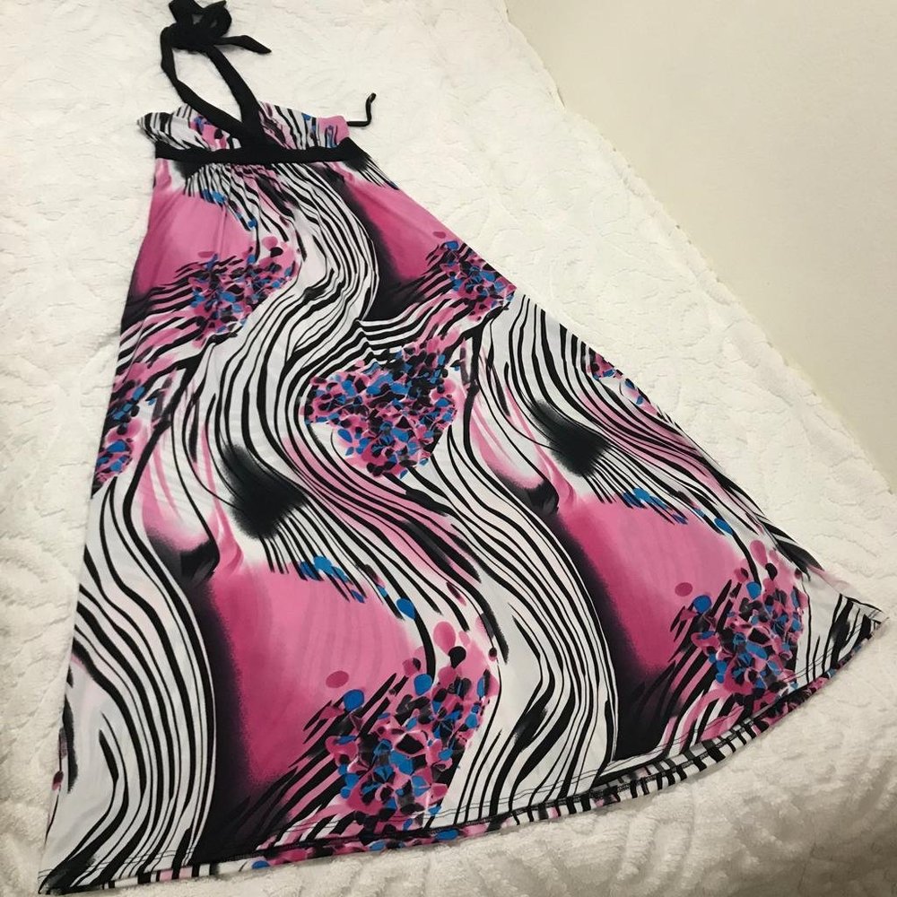 555 Los Angeles Resort Boho Maxi Halter Dress L